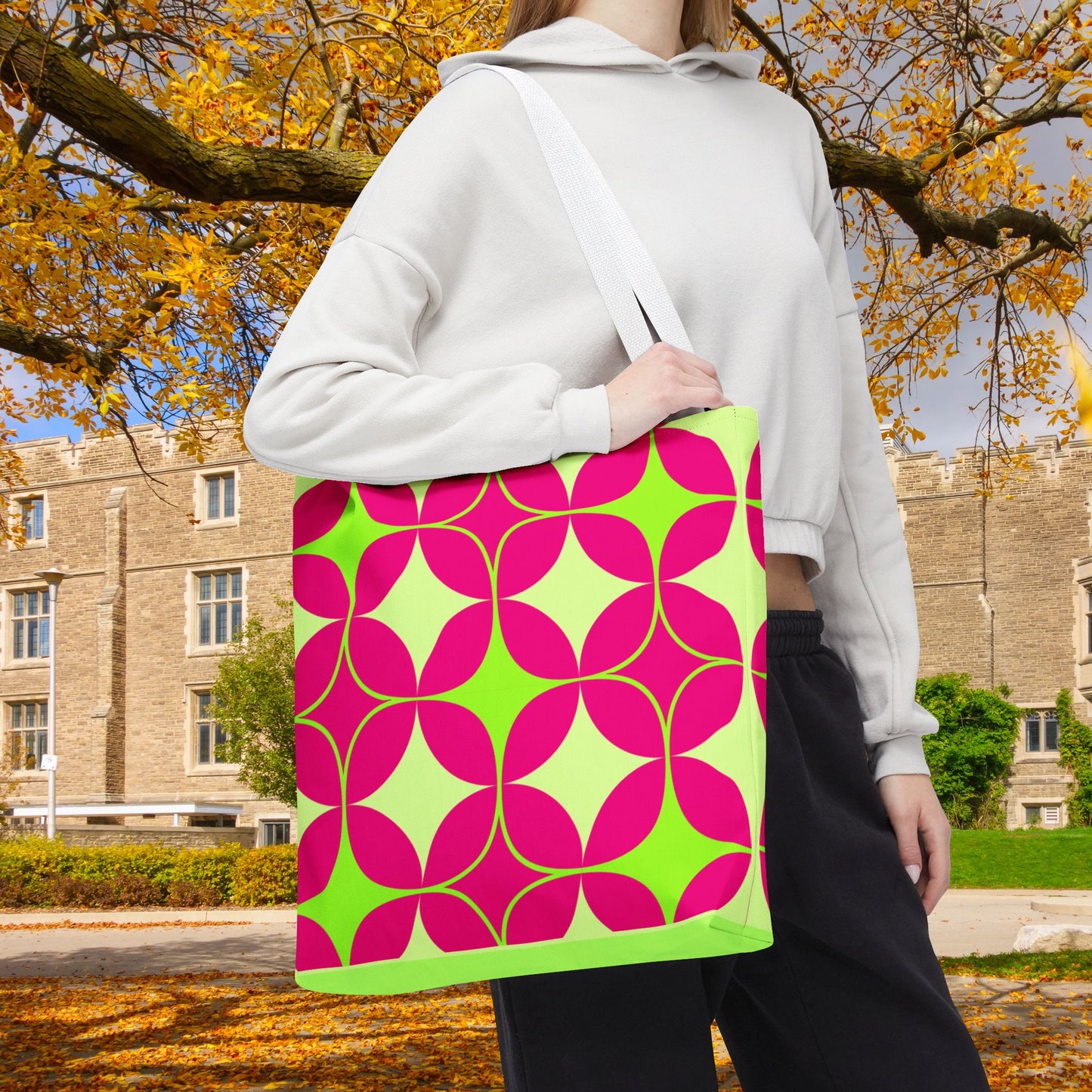 Geometric Art Tote Bag – 3 sizes | Bold lines. Vivid color. Retro with a modern twist.