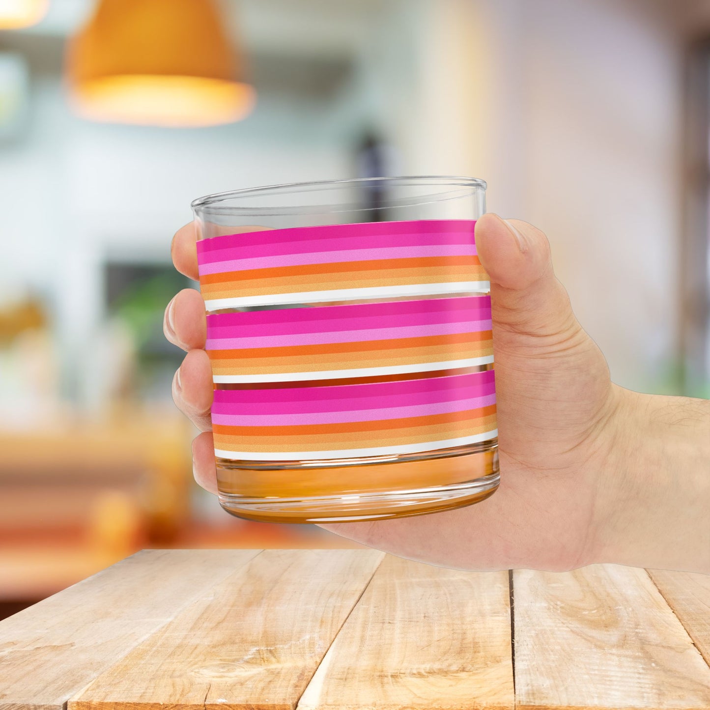 Vibrant Modern Retro Rocks Glass – 10oz