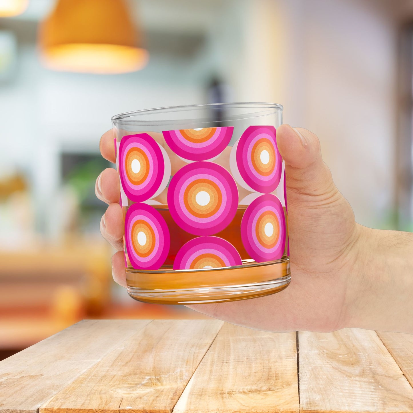 Vibrant Modern Retro Rocks Glass – 10oz