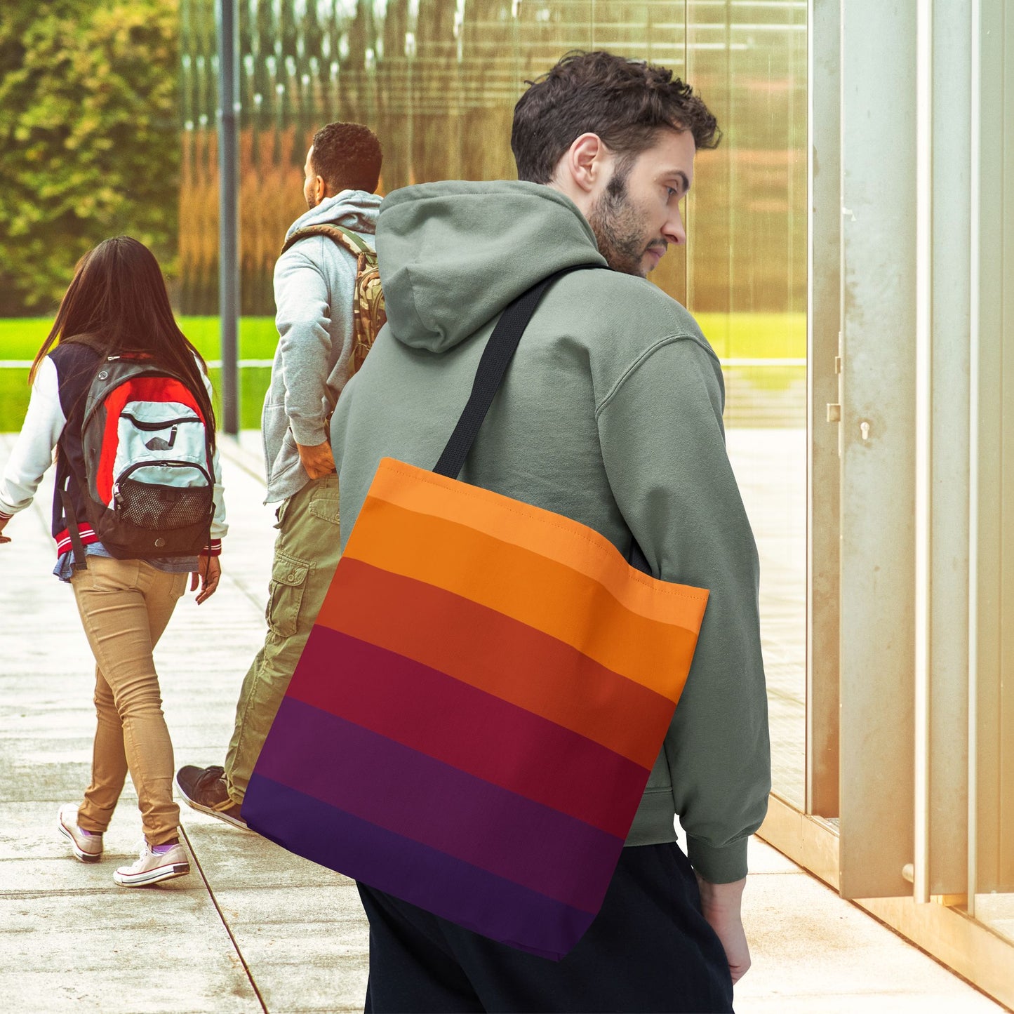 Geometric Art Tote Bag – 3 sizes | Bold lines. Vivid color. Retro with a modern twist.