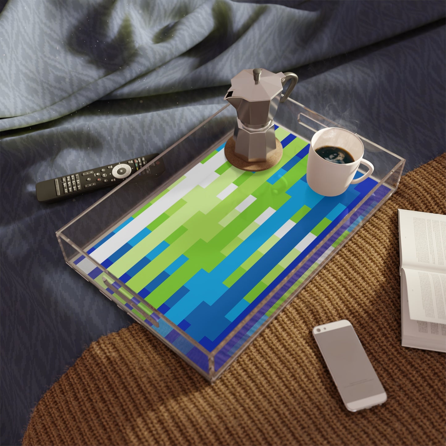 Modern Acrylic Tray with Bold Geometric Artwork