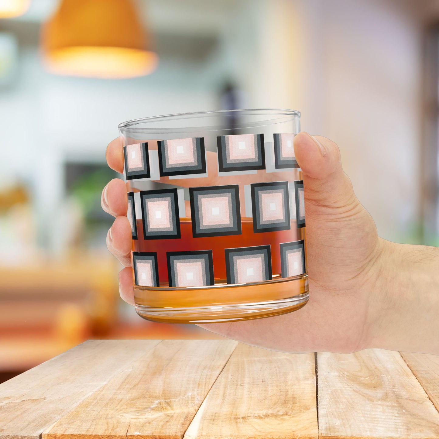 Vibrant Modern Retro Rocks Glass – 10oz