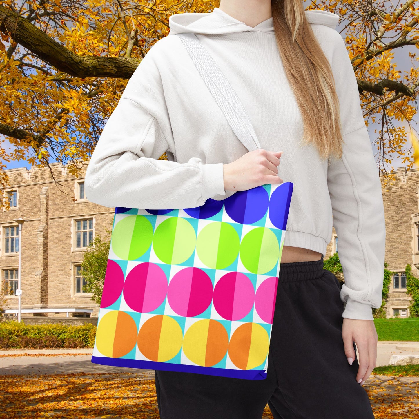 Geometric Art XXI Tote Bag – 3 sizes | Bold lines. Vivid color. Retro with a modern twist.