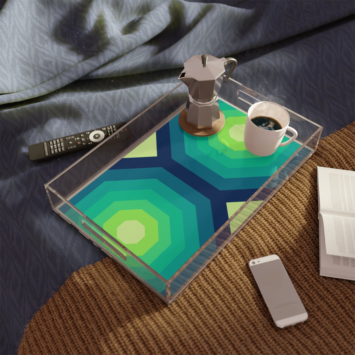 Modern Acrylic Tray with Bold Geometric Artwork