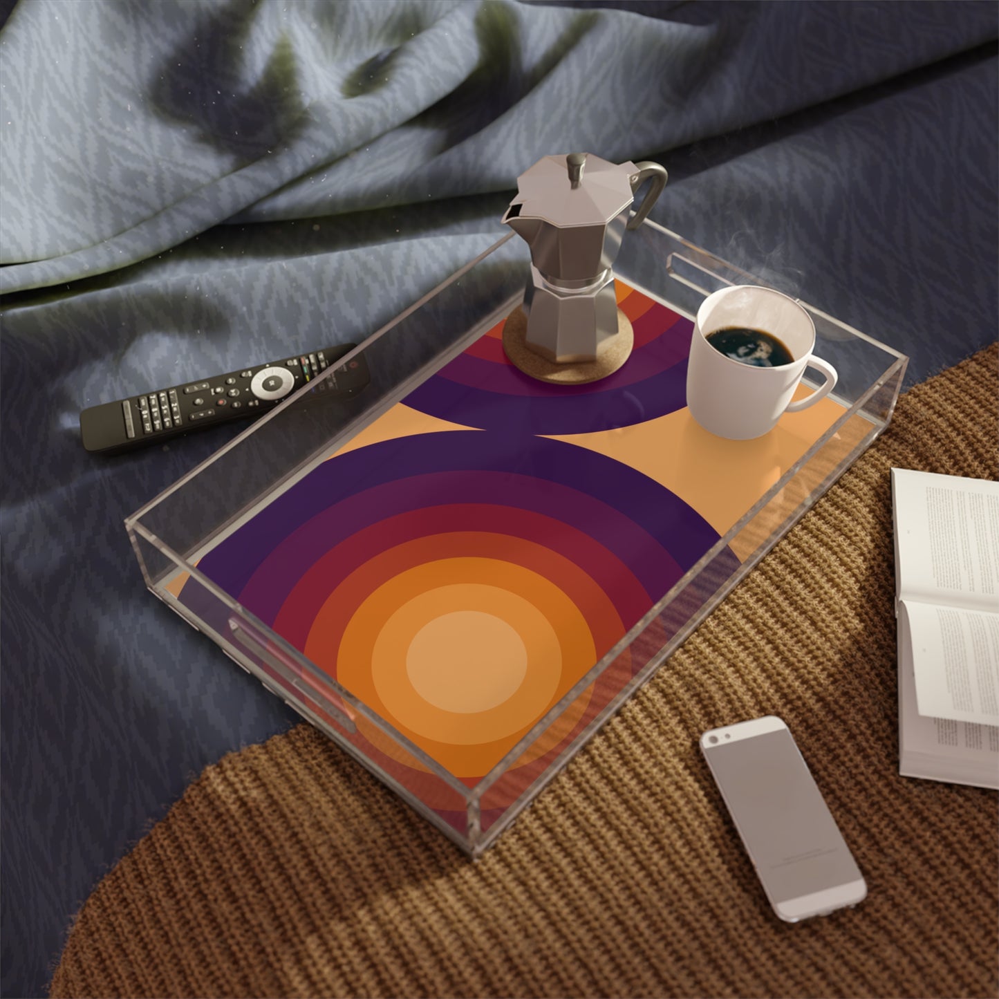 Modern Acrylic Tray with Bold Geometric Artwork