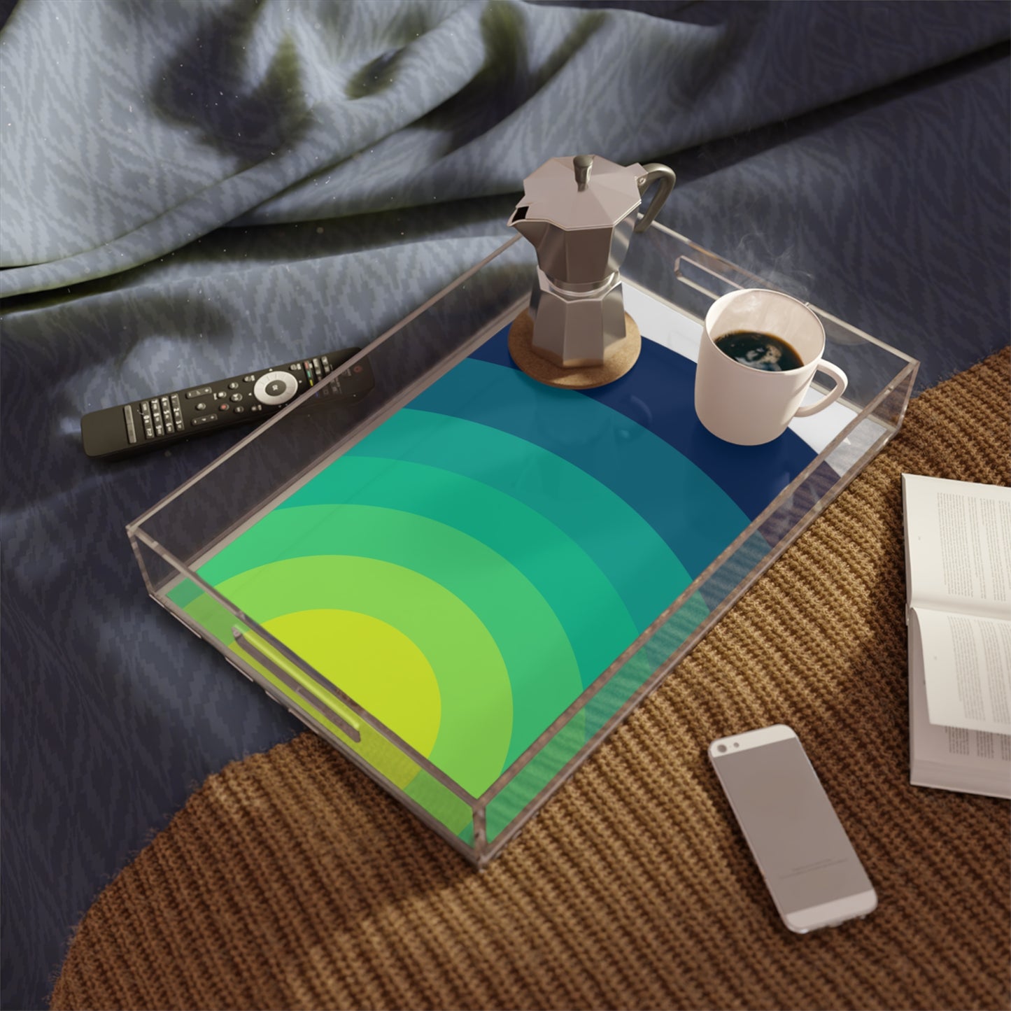 Modern Acrylic Tray with Bold Geometric Artwork