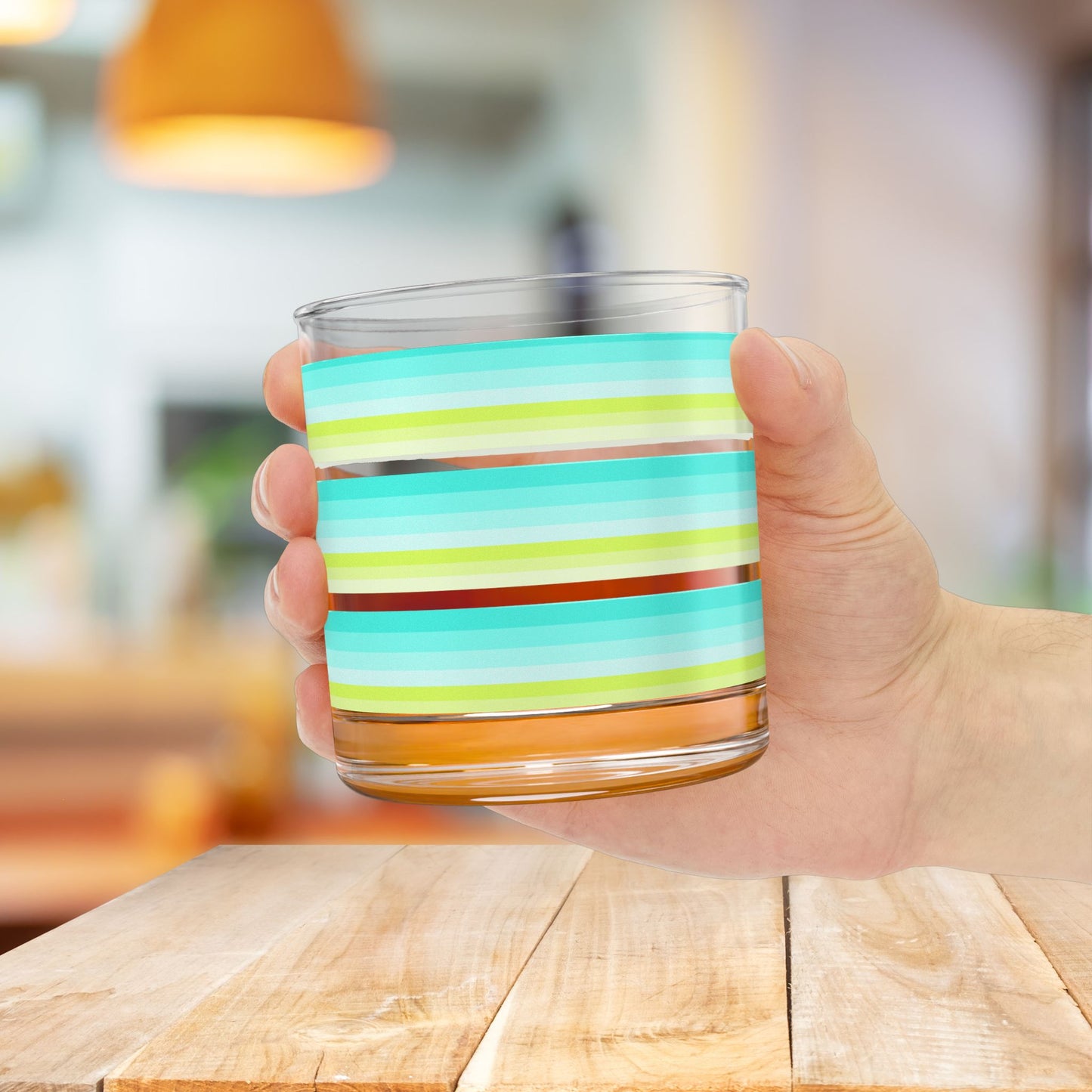 Vibrant Modern Retro Rocks Glass – 10oz