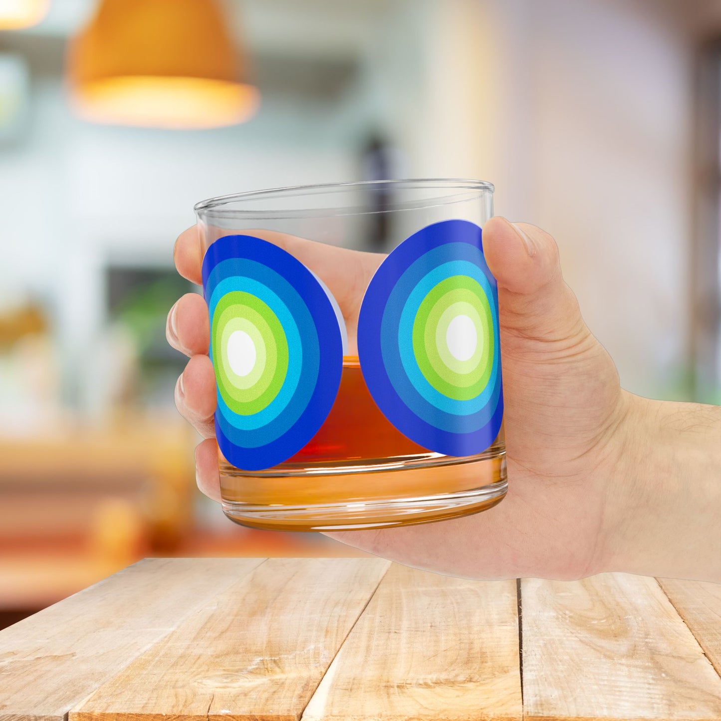 Vibrant Modern Retro Rocks Glass – 10oz