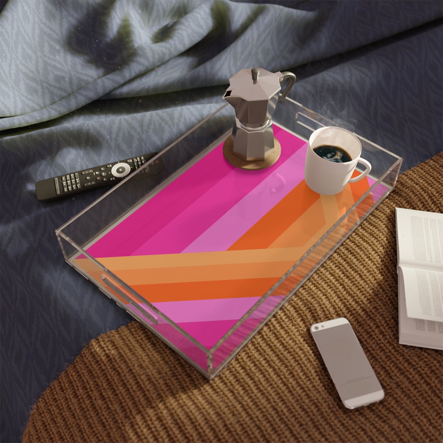 Modern Acrylic Tray with Bold Geometric Artwork