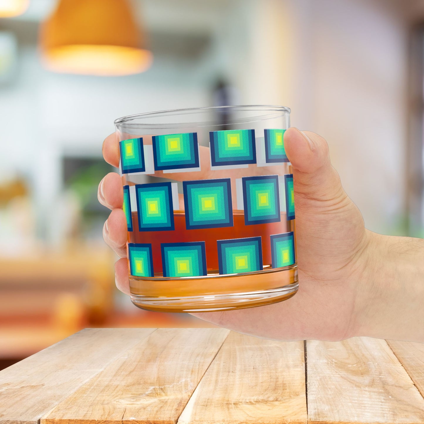 Vibrant Modern Retro Rocks Glass – 10oz