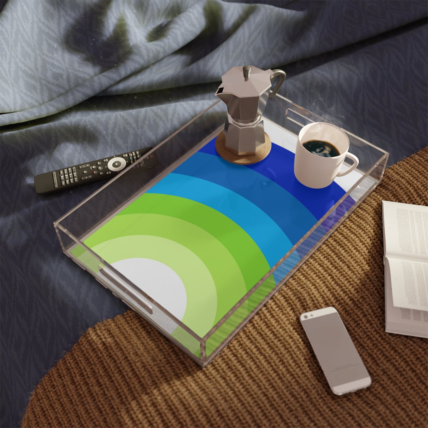 Modern Acrylic Tray with Bold Geometric Artwork