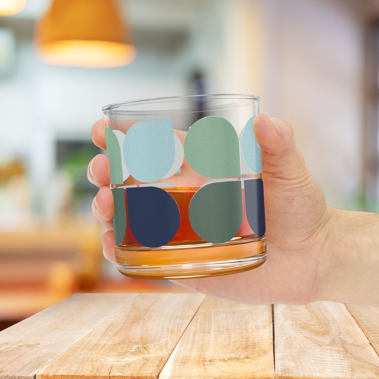 Vibrant Modern Retro Rocks Glass – 10oz