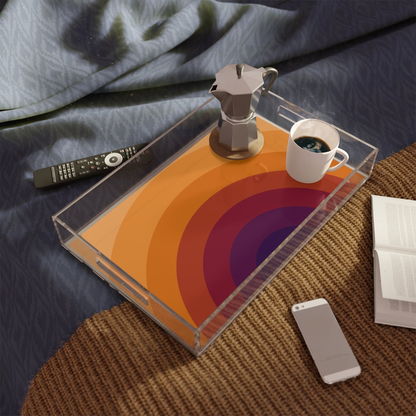 Modern Acrylic Tray with Bold Geometric Artwork