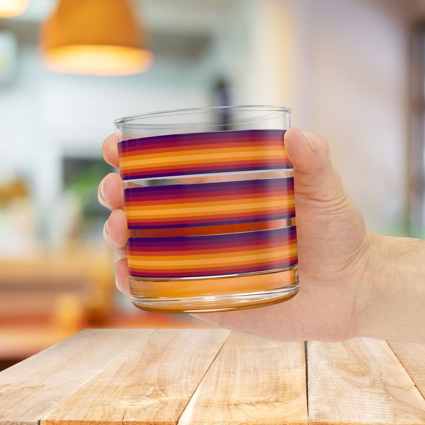 Vibrant Modern Retro Rocks Glass – 10oz