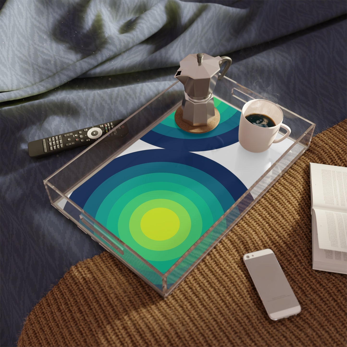 Modern Acrylic Tray with Bold Geometric Artwork