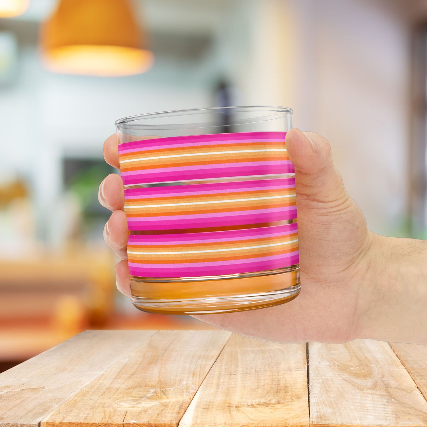 Vibrant Modern Retro Rocks Glass – 10oz