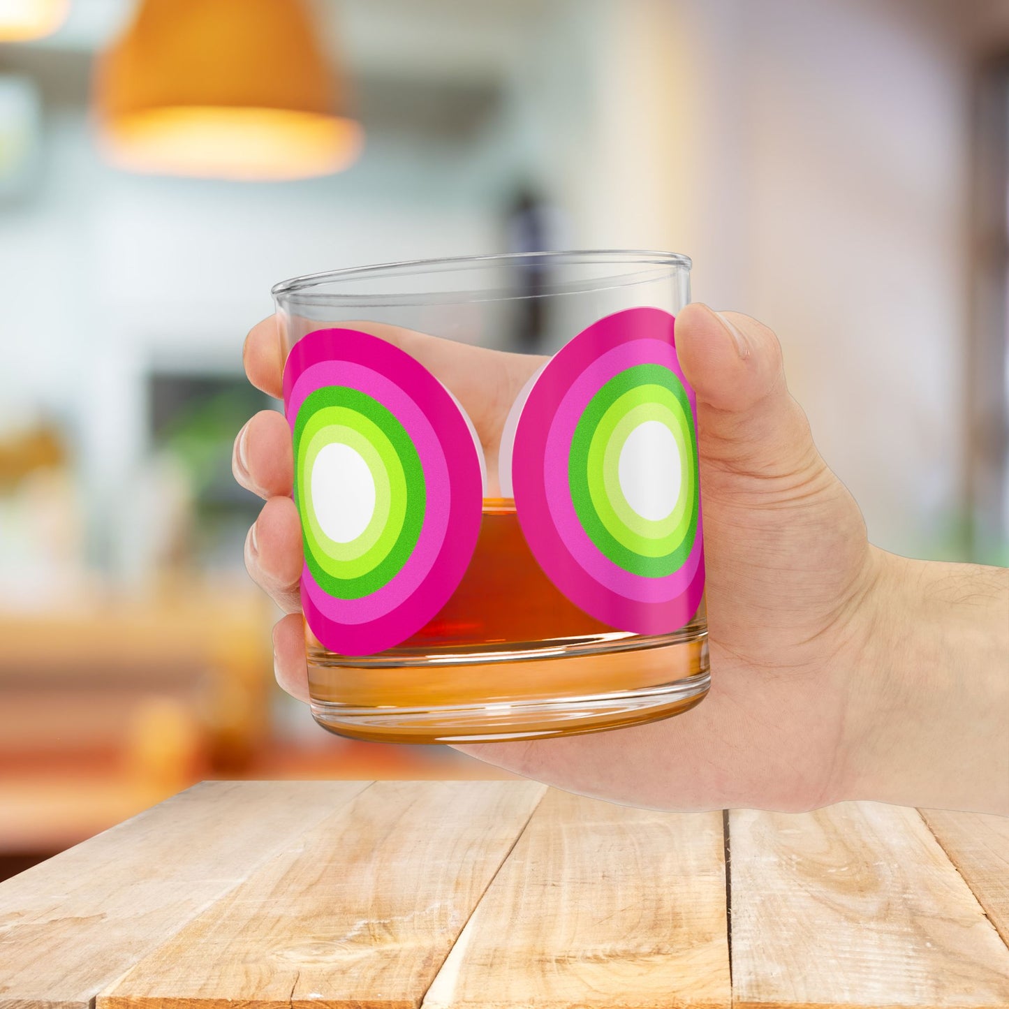 Vibrant Modern Retro Rocks Glass – 10oz