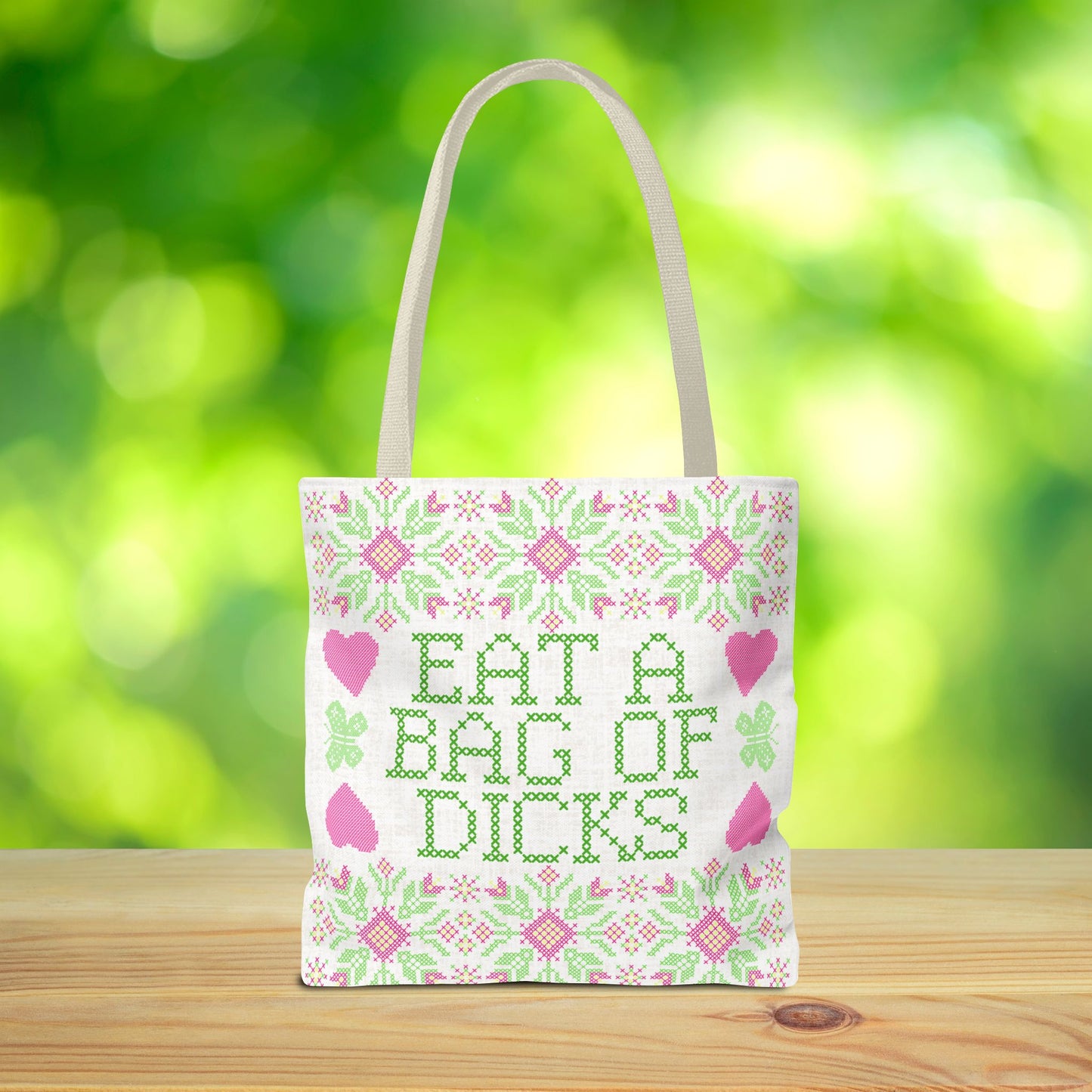 Funny Tote Bag | "Eat a Bag of Dicks" | Humorous Gift, Quirky 18x18 Unique Tote