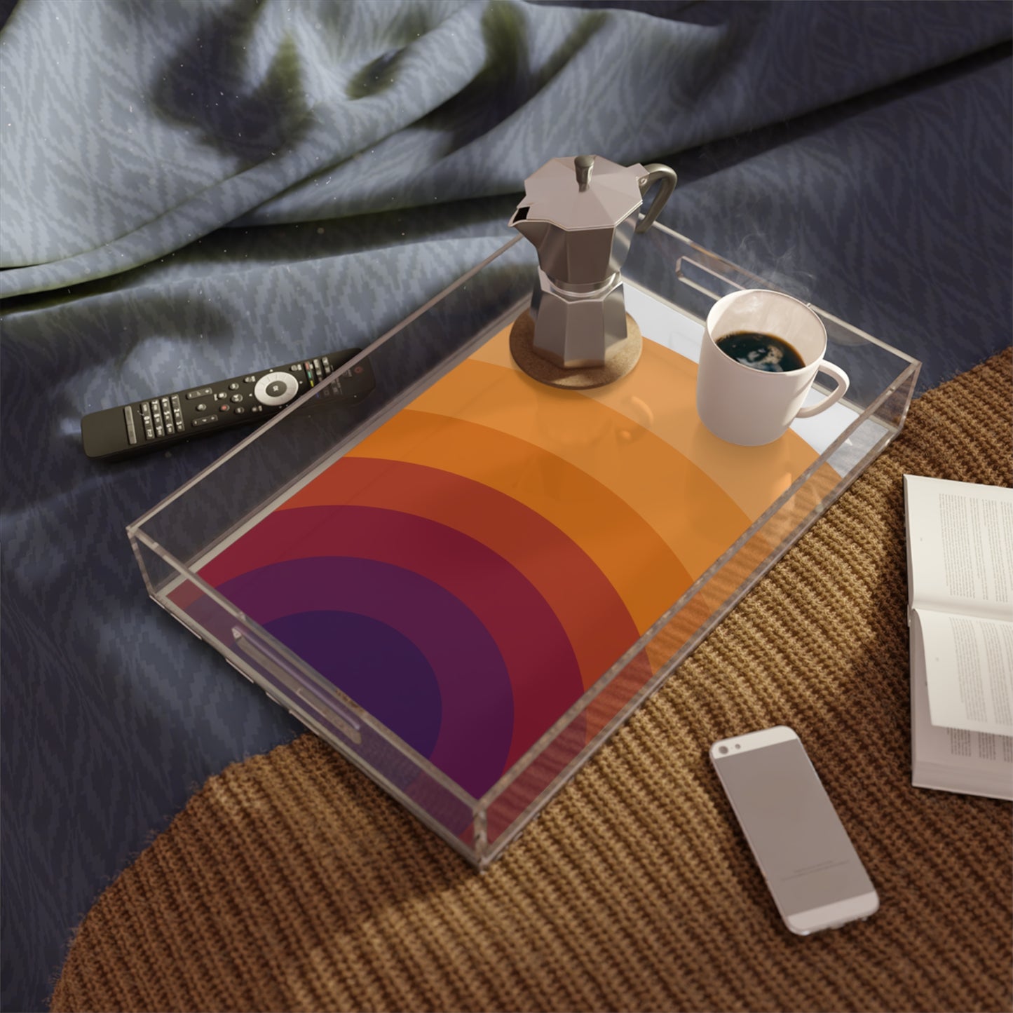 Modern Acrylic Tray with Bold Geometric Artwork