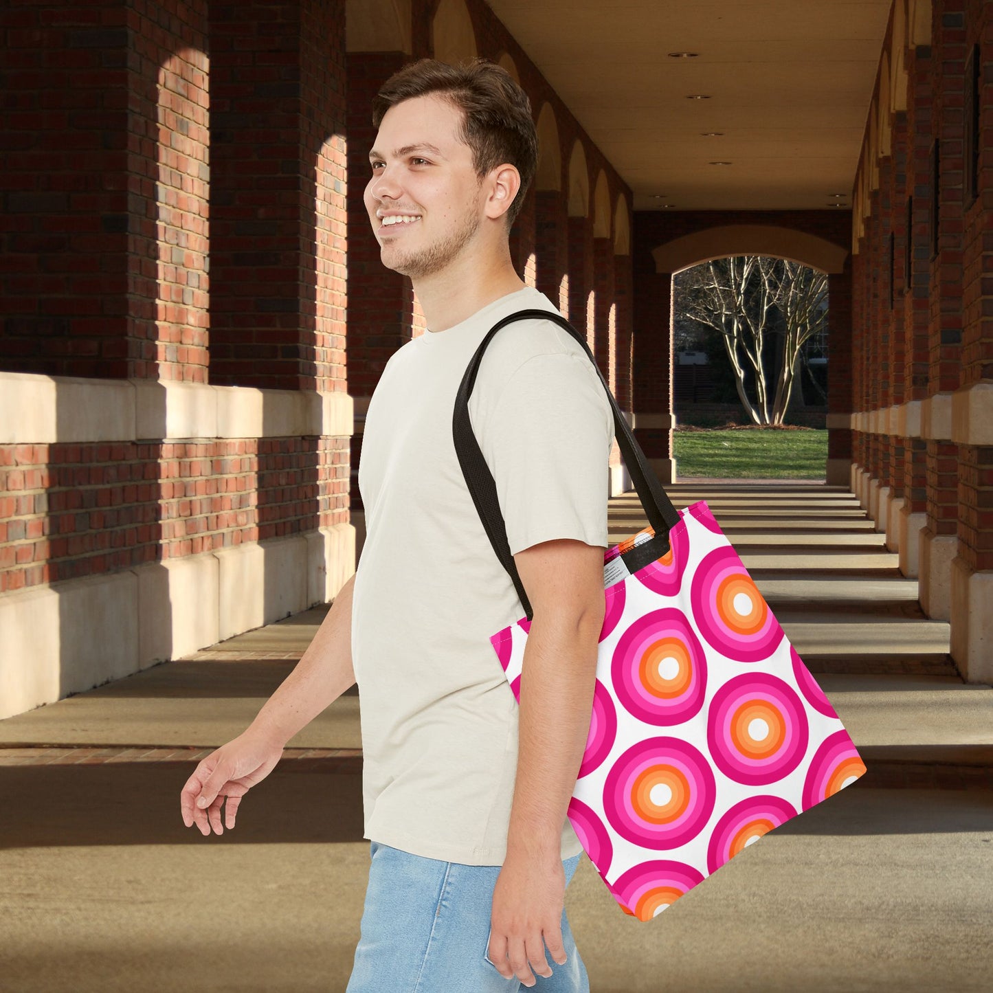 Geometric Art Tote Bag – 3 sizes | Bold lines. Vivid color. Retro with a modern twist.