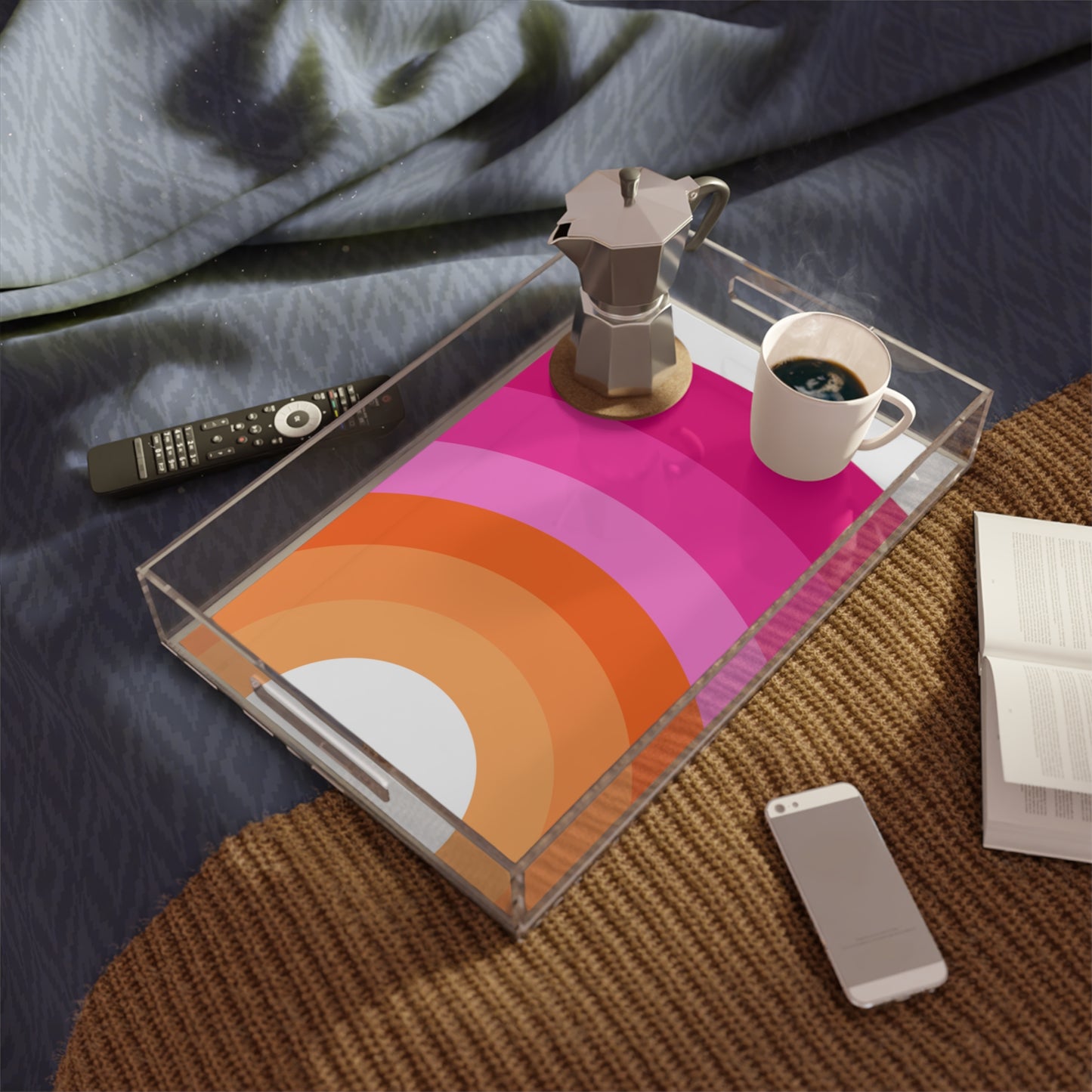 Modern Acrylic Tray with Bold Geometric Artwork