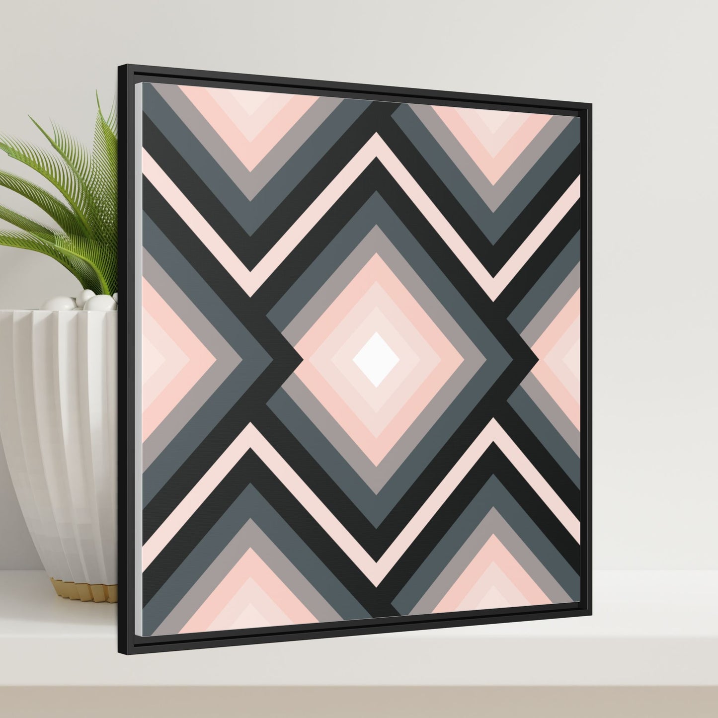 Modern Framed Geometric Canvas Art | Bold Color Meets Clean Framing