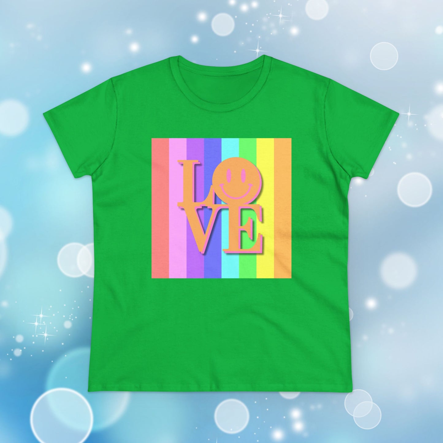 Universal Pastel Rainbow Love Sign Women’s T-Shirt – Spread Love in Style