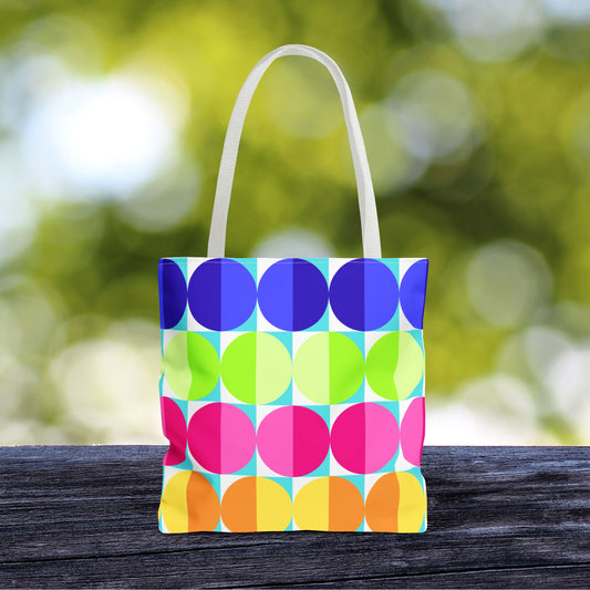 Geometric Art XXI Tote Bag – 3 sizes | Bold lines. Vivid color. Retro with a modern twist.