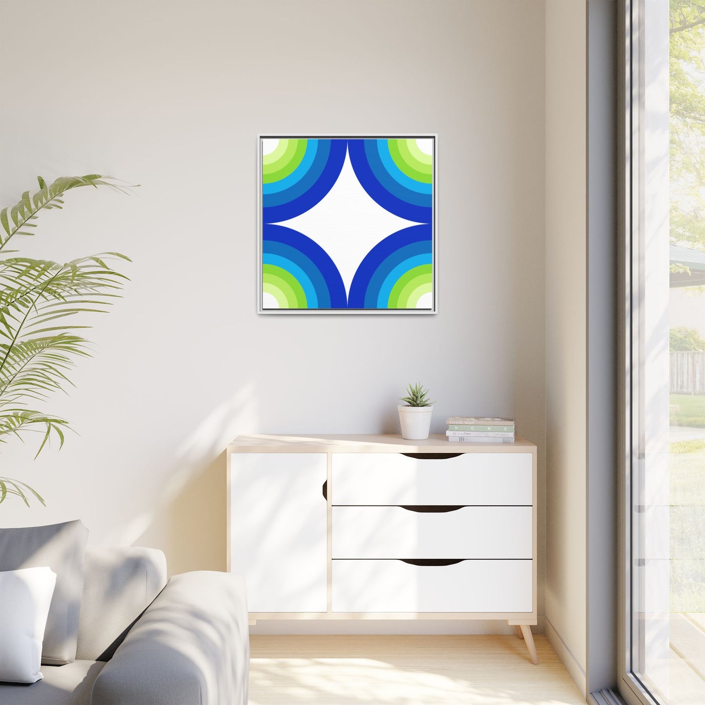 Modern Framed Geometric Canvas Art | Bold Color Meets Clean Framing