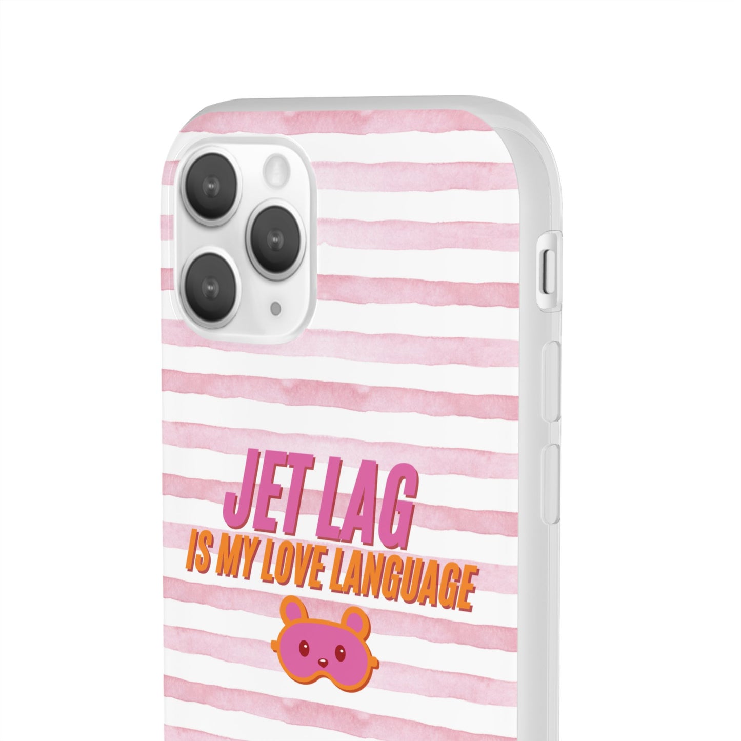 Phone Case - Jetlag is My Love Language Pink Stripe Flexi Case