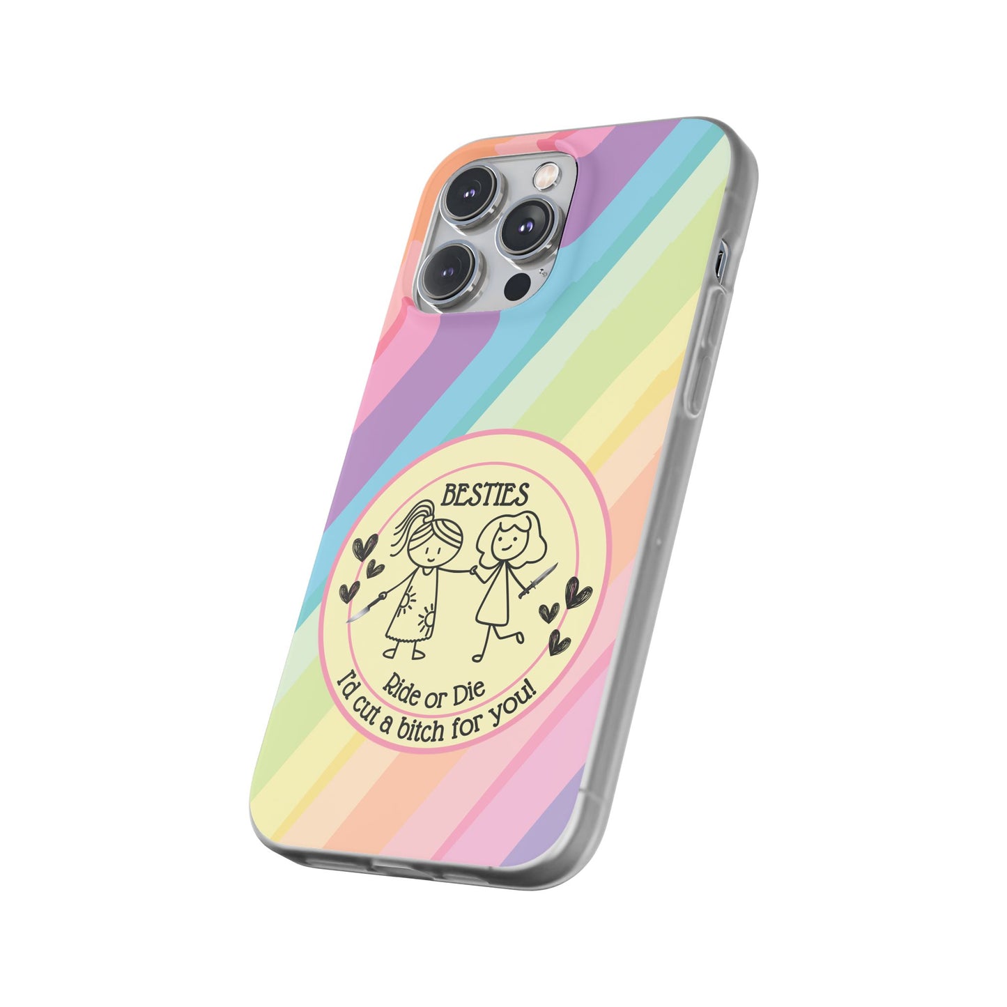 Phone Cases - Pastels Besties Ride or Die | "I'd Cut a Bitch for You"
