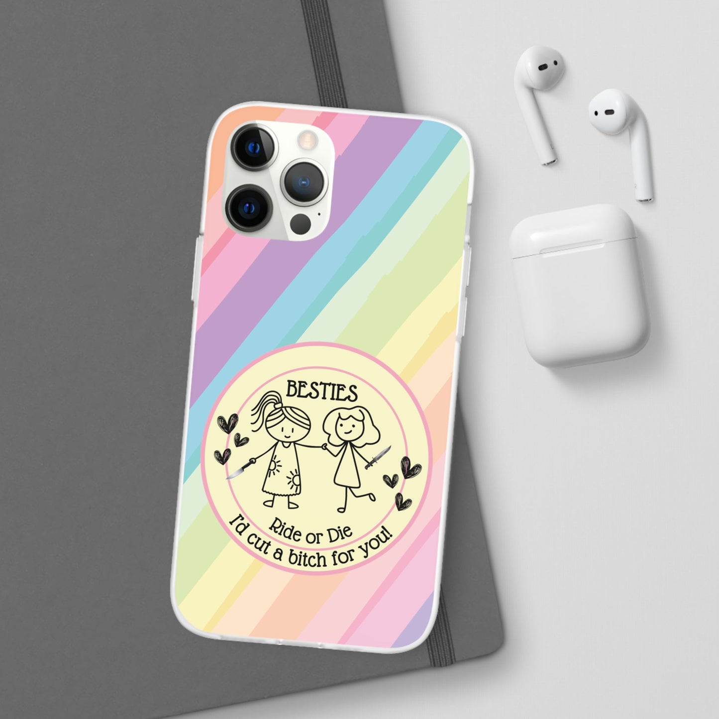 Phone Cases - Pastels Besties Ride or Die | "I'd Cut a Bitch for You"