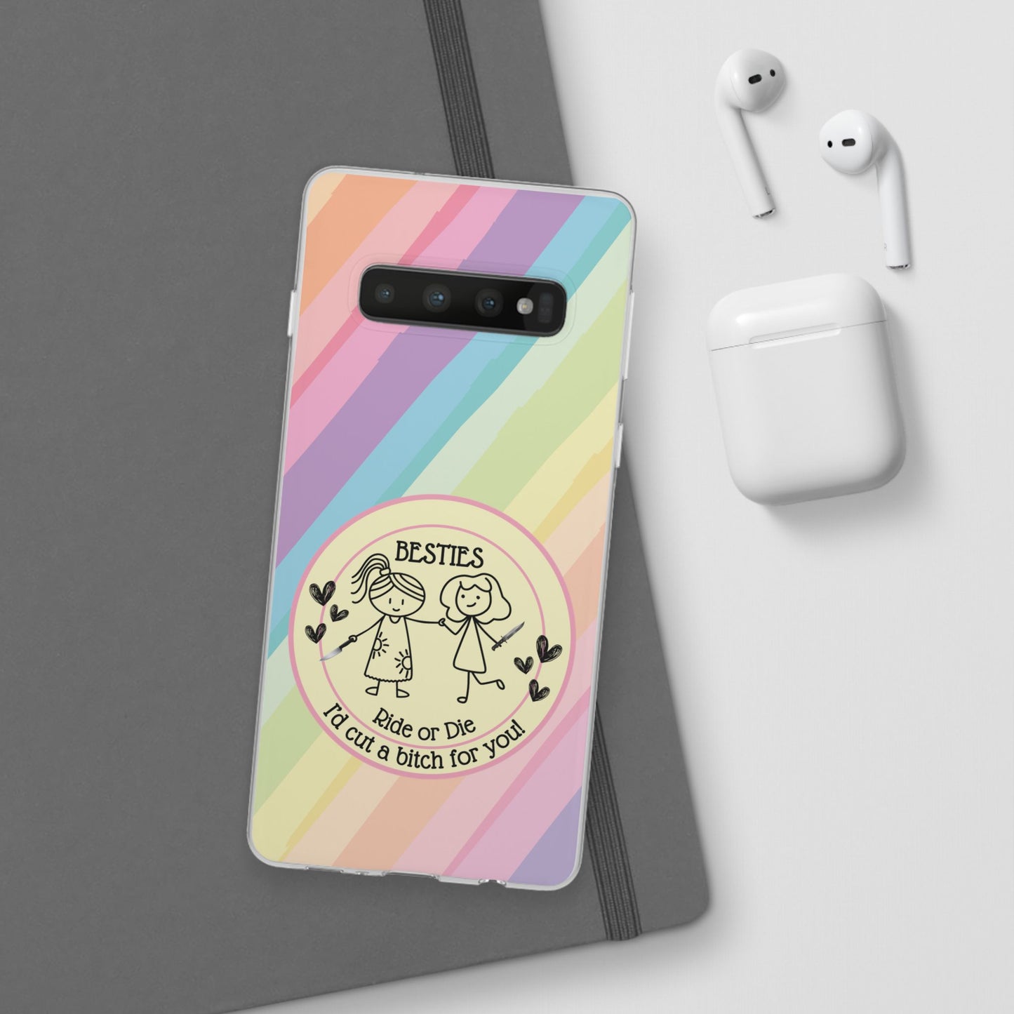 Phone Cases - Pastels Besties Ride or Die | "I'd Cut a Bitch for You"
