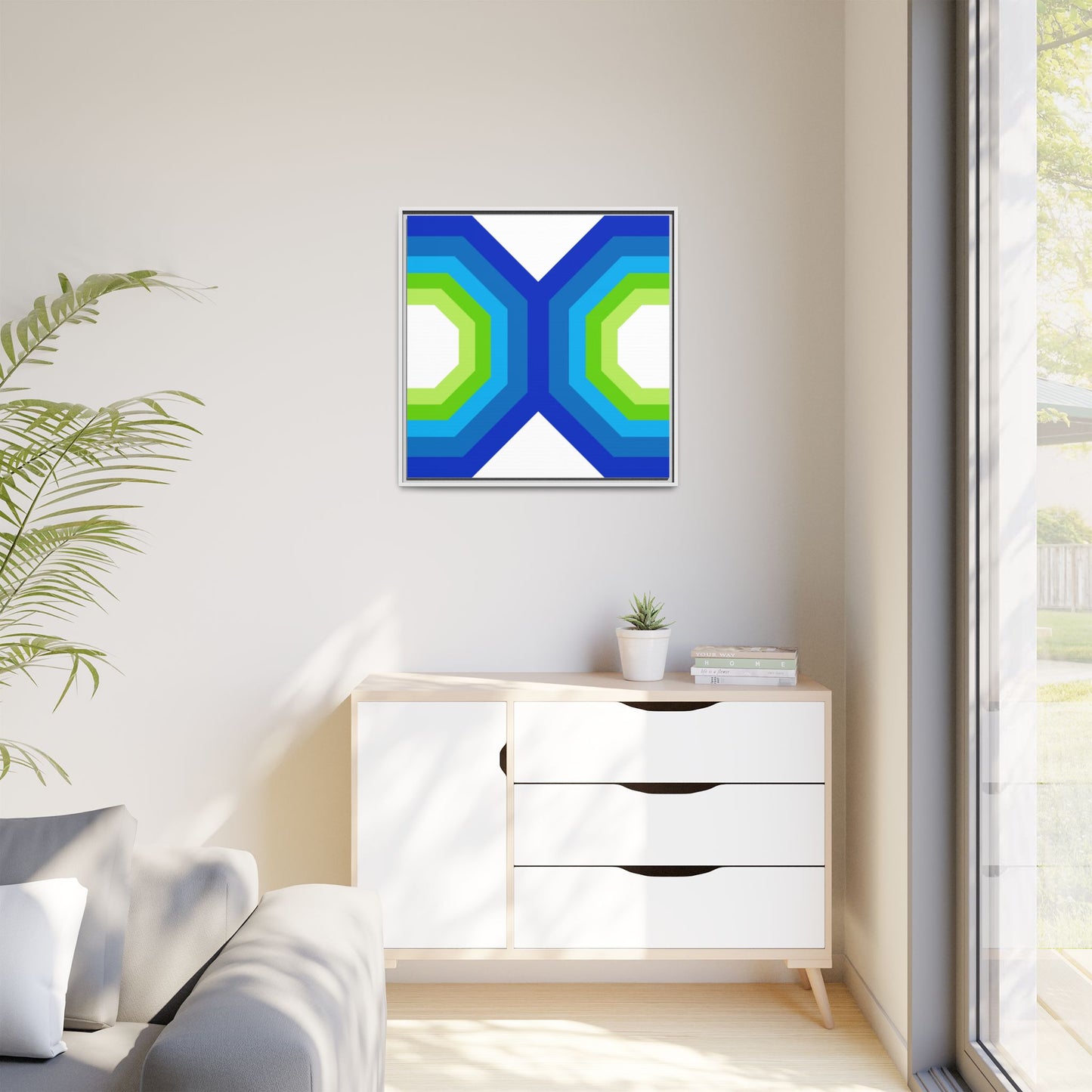 Modern Framed Geometric Canvas Art | Bold Color Meets Clean Framing