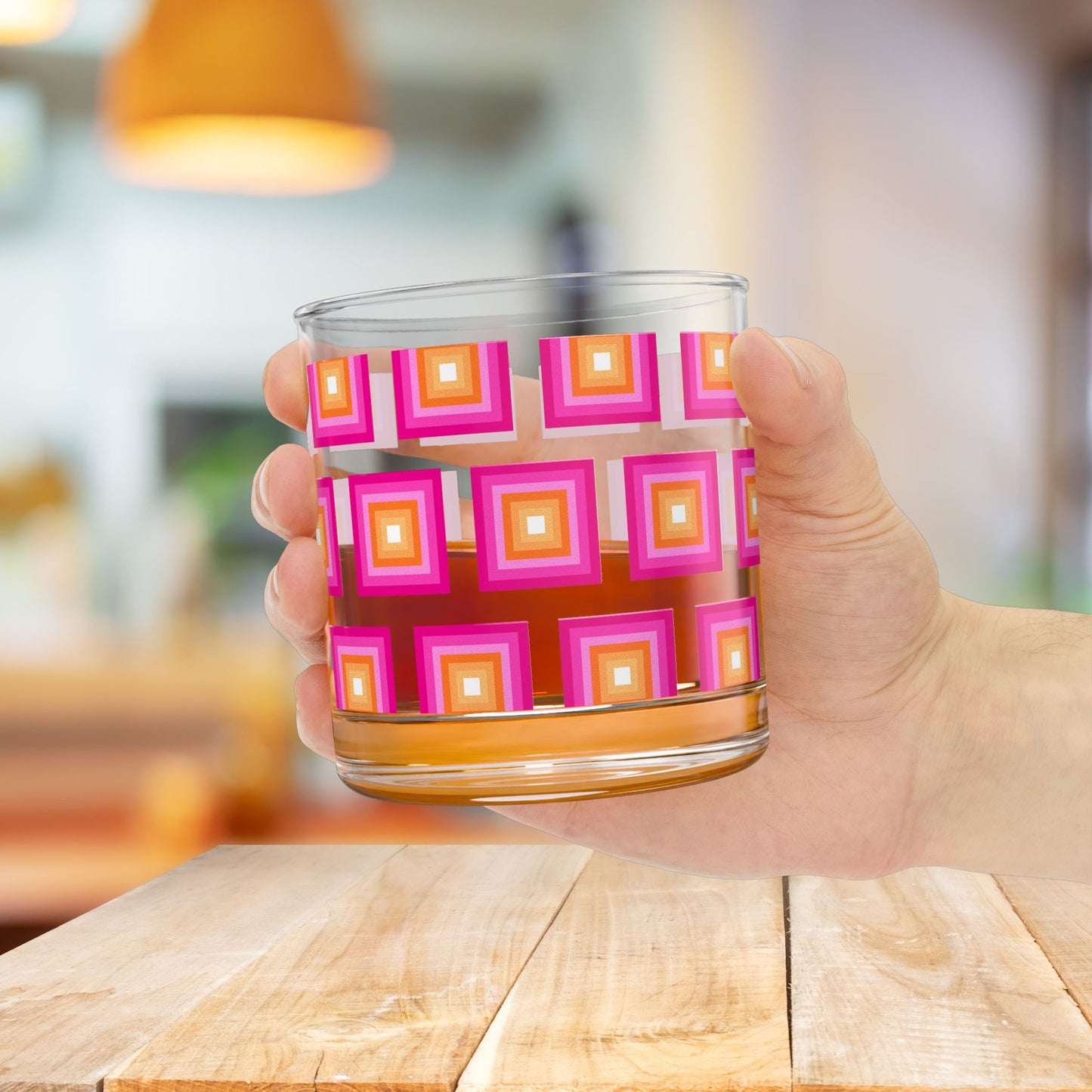 Vibrant Modern Retro Rocks Glass – 10oz