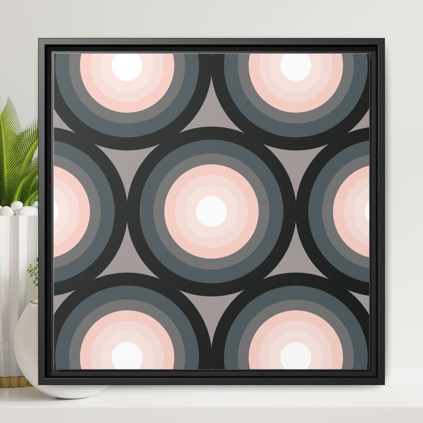 Modern Framed Geometric Canvas Art | Bold Color Meets Clean Framing