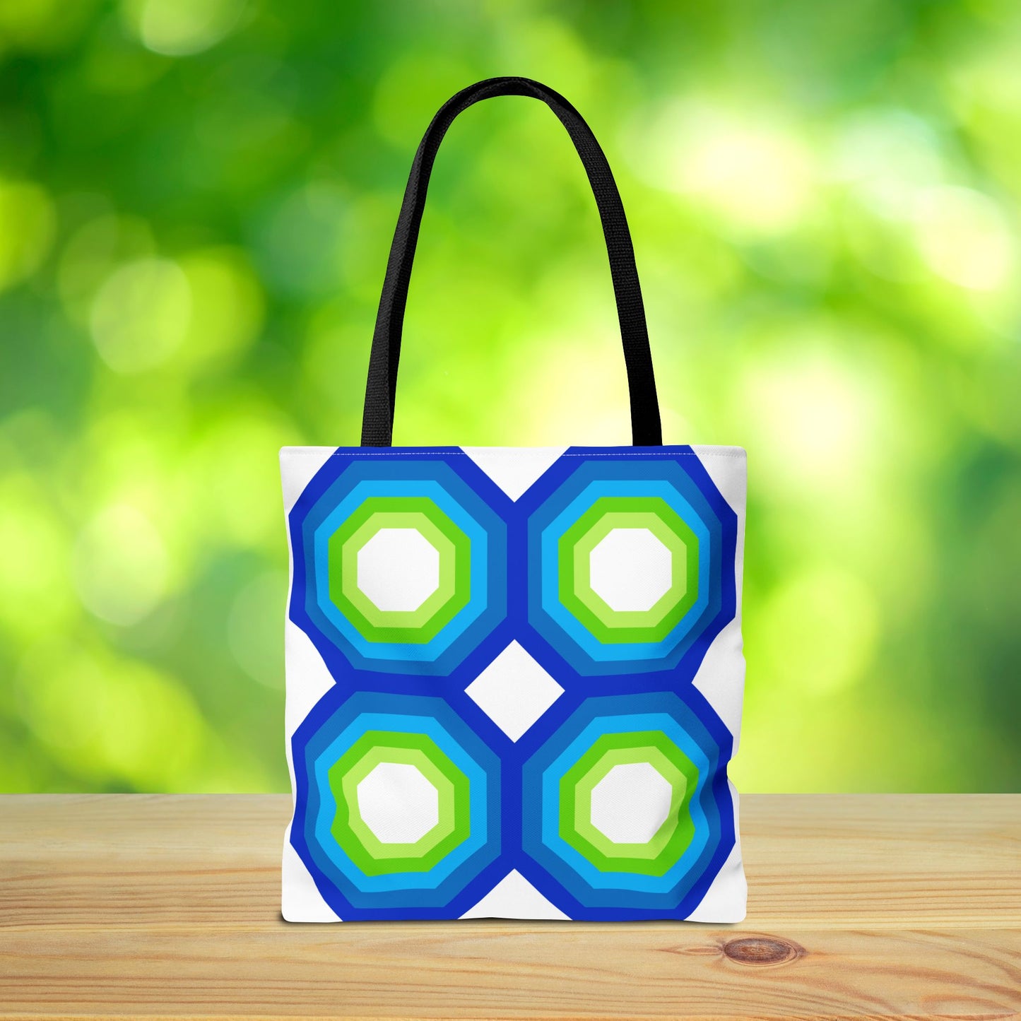 Geometric Art XIV Tote Bag – 3 sizes | Bold lines. Vivid color. Retro with a modern twist.