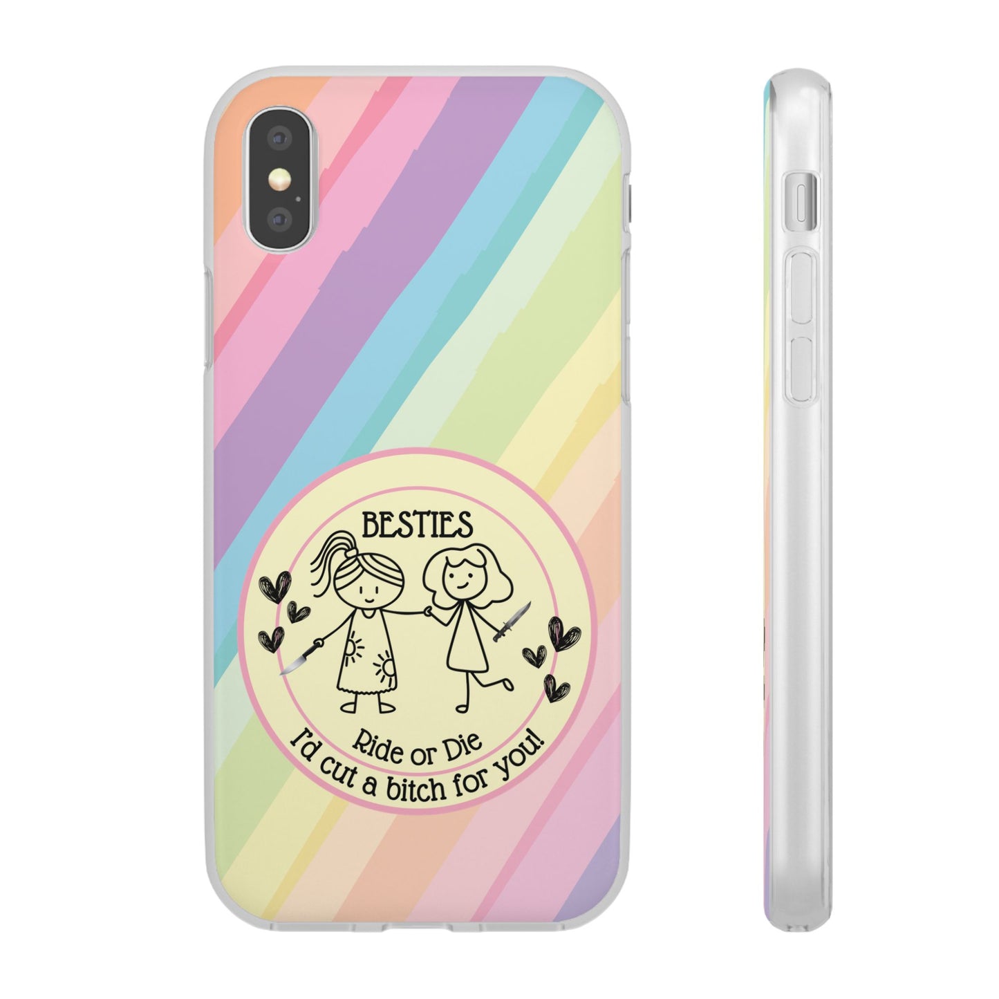 Phone Cases - Pastels Besties Ride or Die | "I'd Cut a Bitch for You"