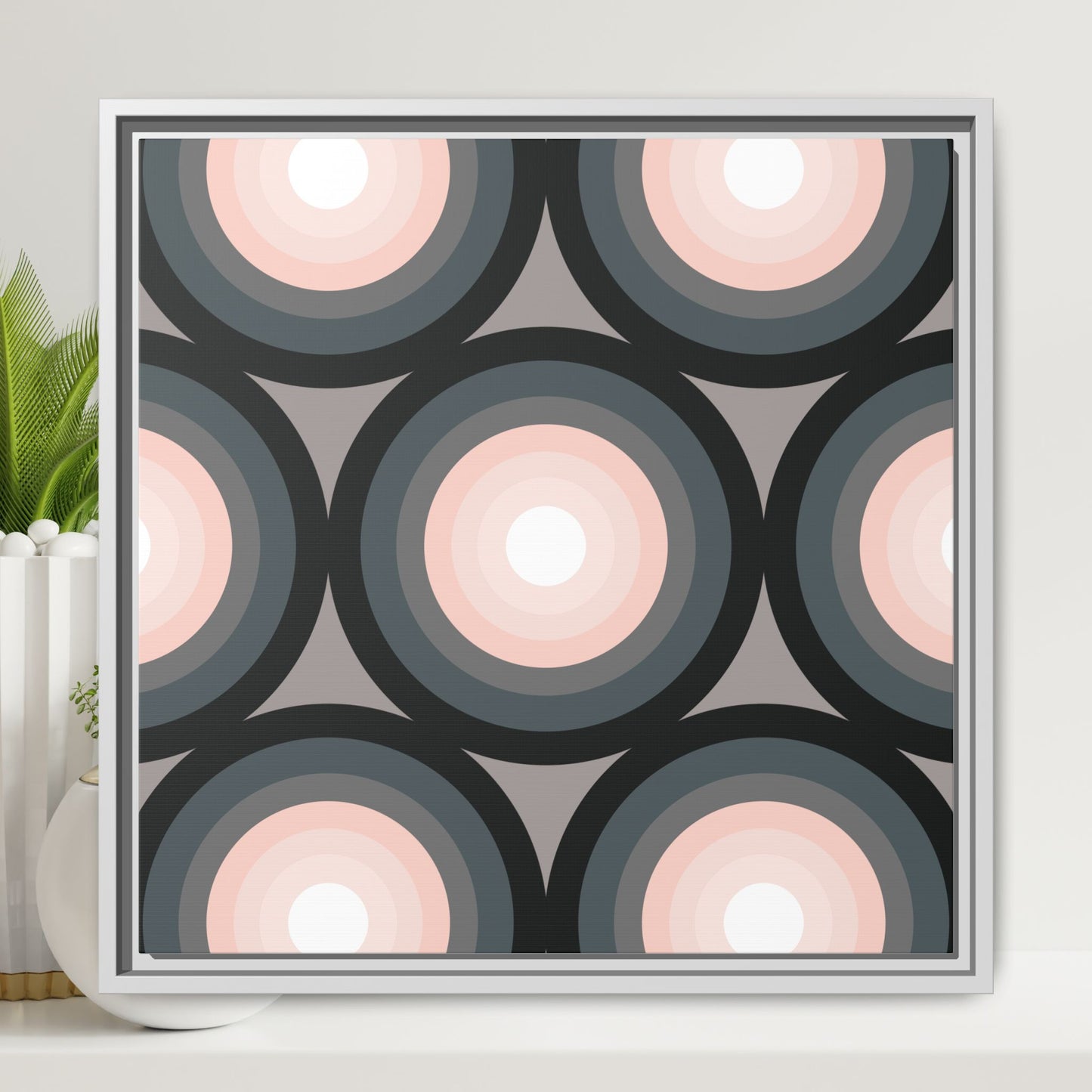 Modern Framed Geometric Canvas Art | Bold Color Meets Clean Framing