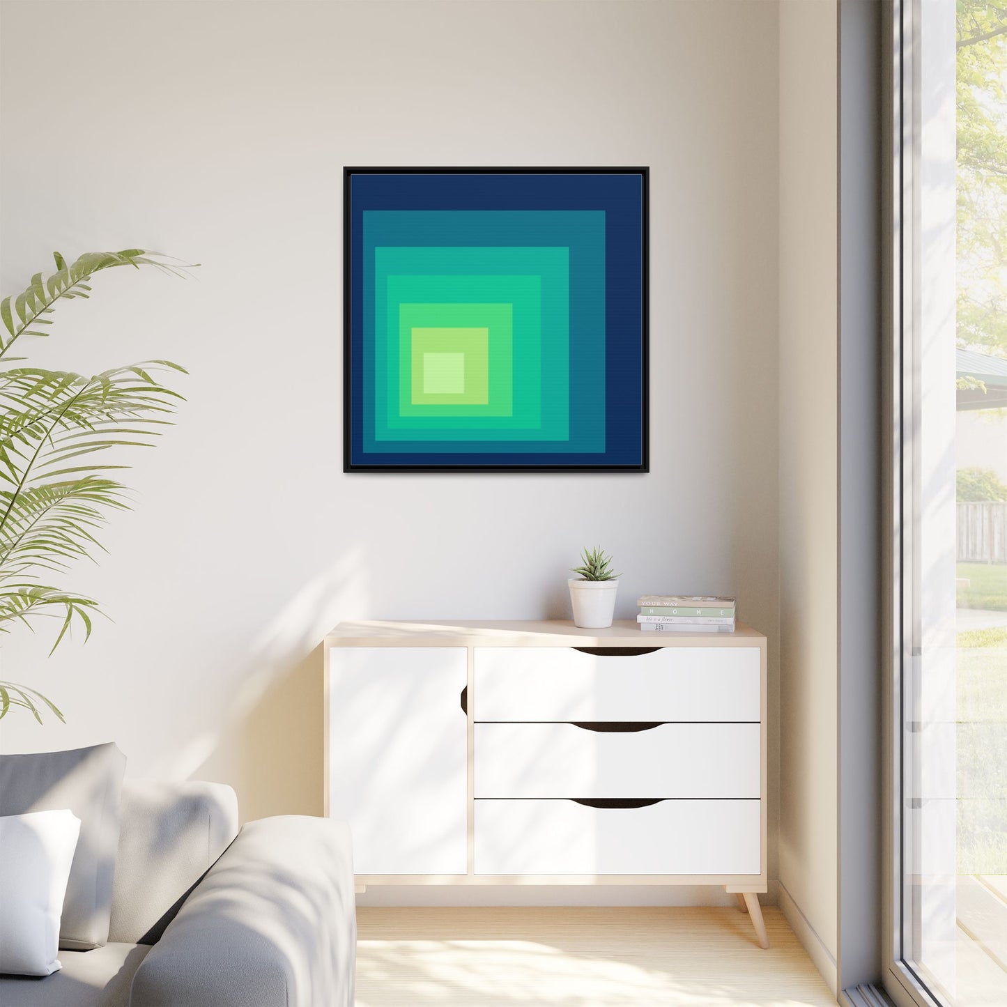 Modern Framed Geometric Canvas Art | Bold Color Meets Clean Framing