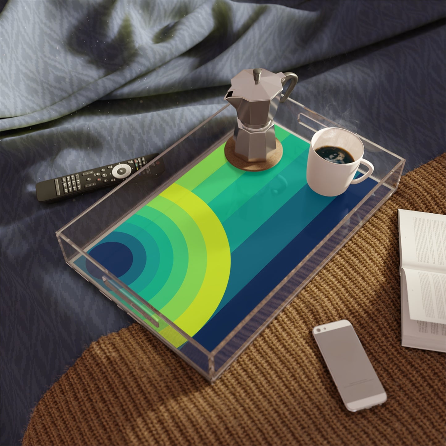 Modern Acrylic Tray with Bold Geometric Artwork