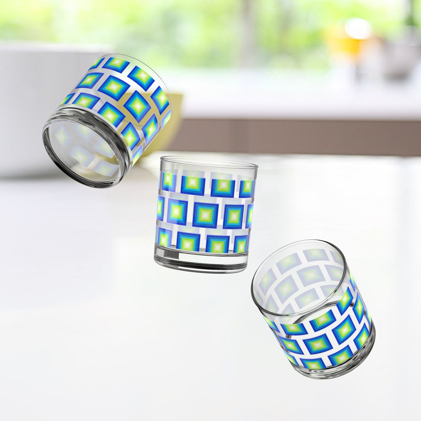 Vibrant Modern Retro Rocks Glass – 10oz