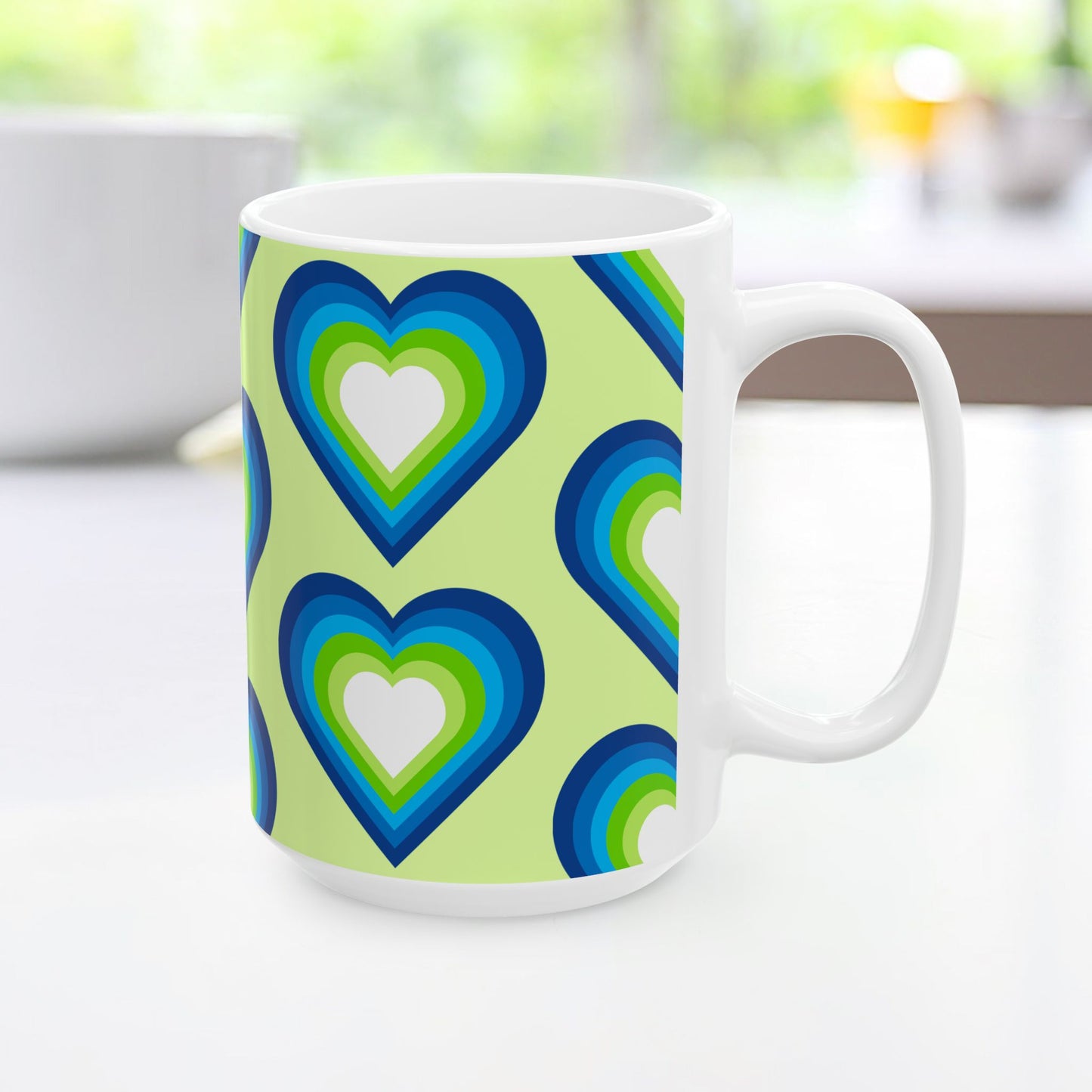 Geo Art Heart Mug – Bold Color, Daily Joy