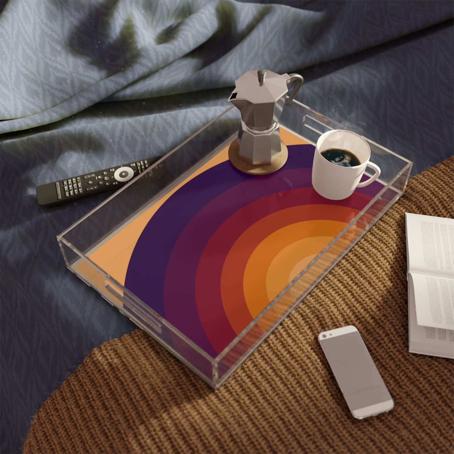 Modern Acrylic Tray with Bold Geometric Artwork