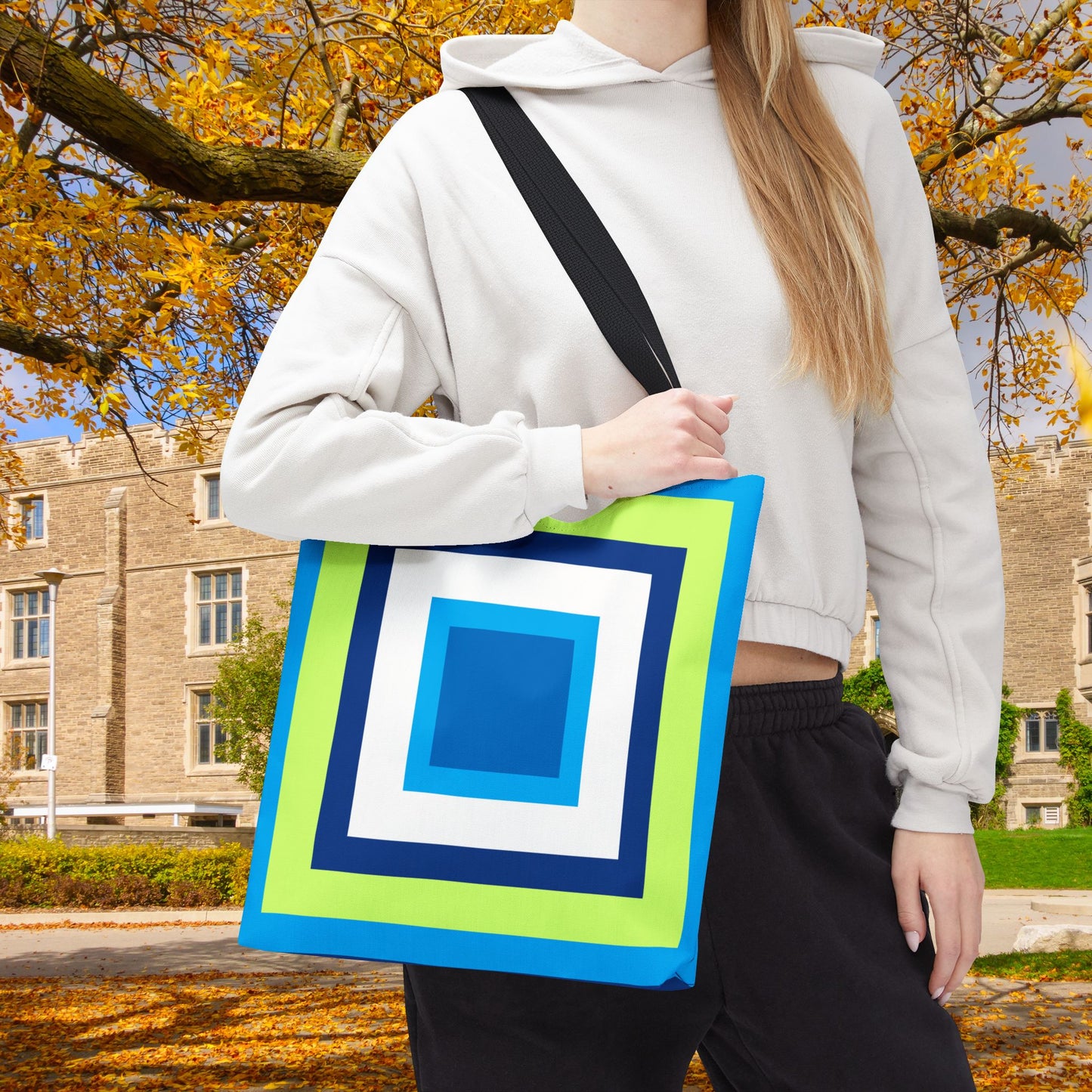 Geometric Art XII Tote Bag – 3 sizes | Bold lines. Vivid color. Retro with a modern twist.