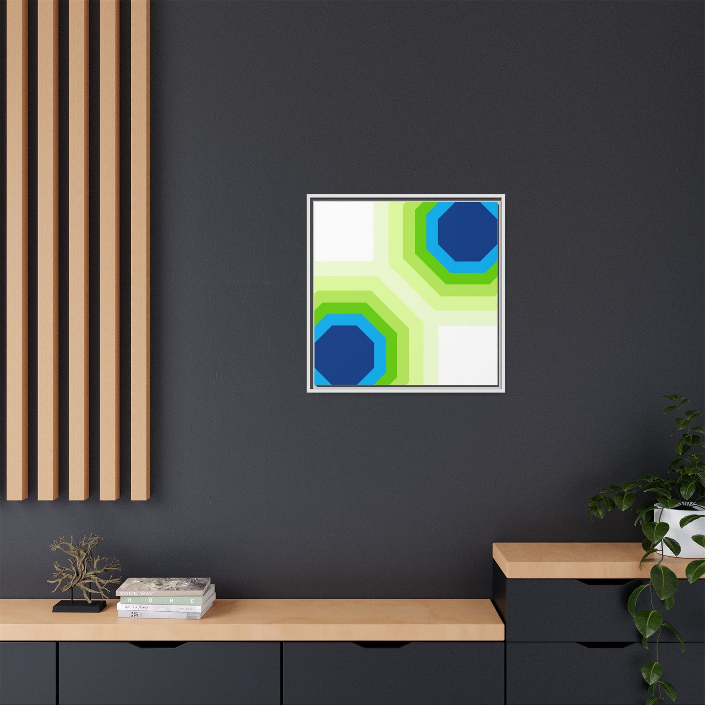 Modern Framed Geometric Canvas Art | Bold Color Meets Clean Framing