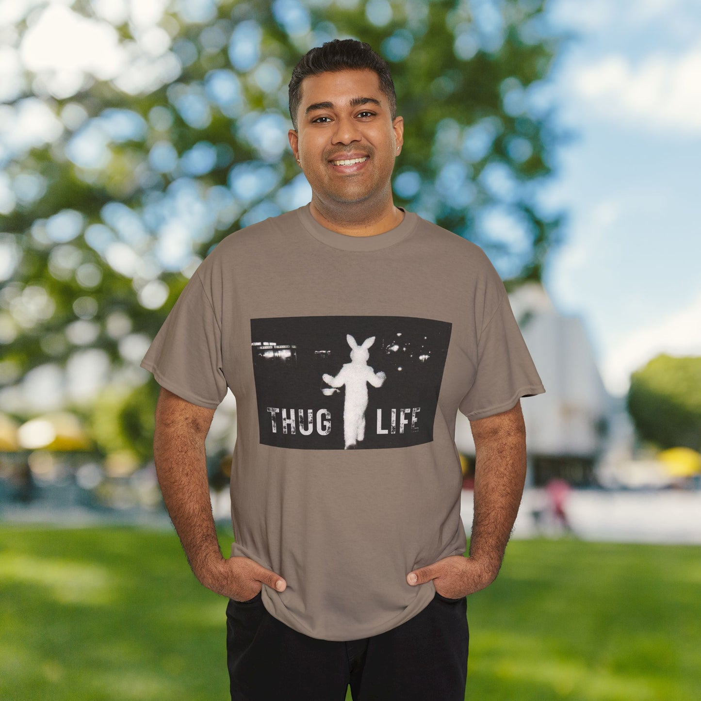 Thug Life Bunny Graphic Tee - Unisex Cotton T-Shirt, Bold Soft Design