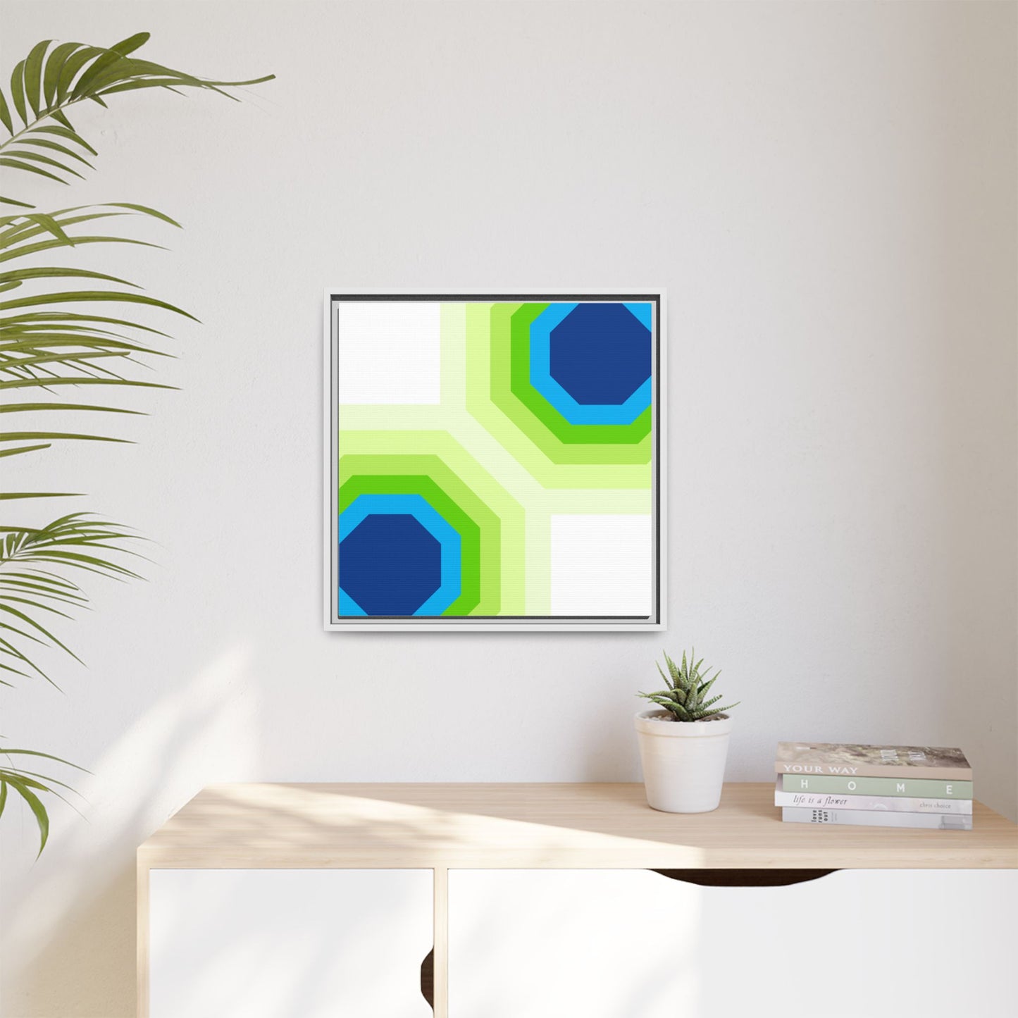 Modern Framed Geometric Canvas Art | Bold Color Meets Clean Framing