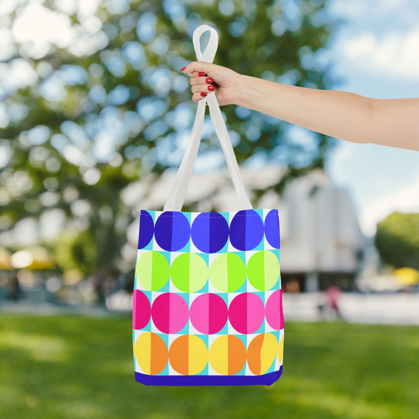 Geometric Art XXI Tote Bag – 3 sizes | Bold lines. Vivid color. Retro with a modern twist.