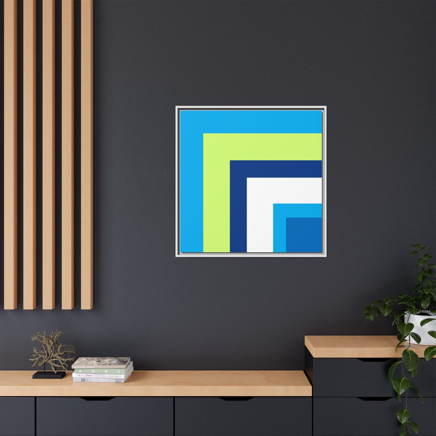 Modern Framed Geometric Canvas Art | Bold Color Meets Clean Framing
